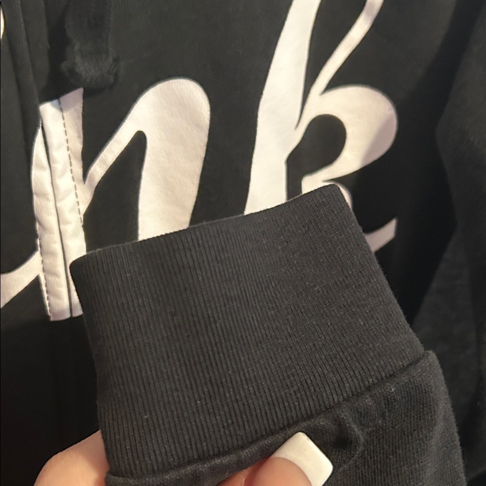 Pink Victoria Secret Black and Gray Zip-Up Hoodie - Picture 5 of 7